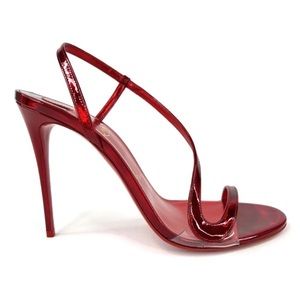 CHRISTIAN LOUBOUTIN Rosalie Metallic Patent Leather Stiletto Sandals Size EU 41